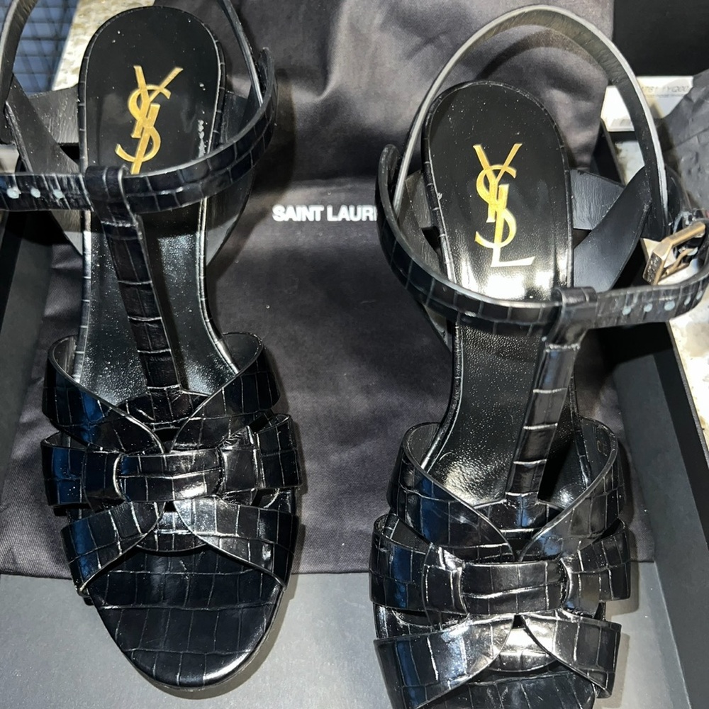 saint laurent tribute 75 leather platform sandal